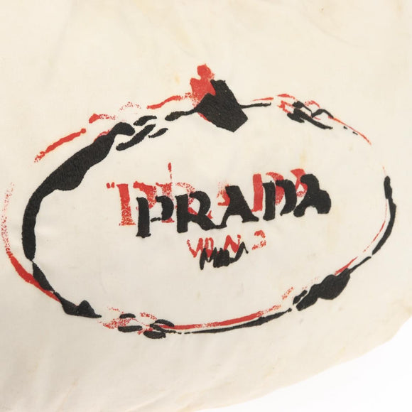 PRADA Shoulder Bag Nylon Beige Silver Auth 156388