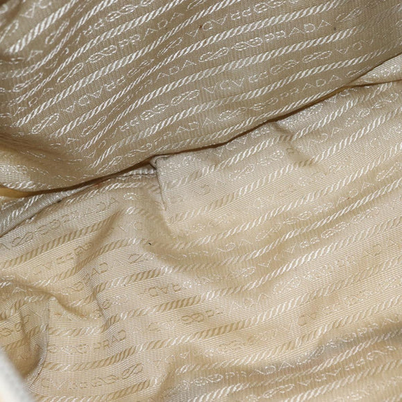 PRADA Shoulder Bag Nylon Beige Silver Auth 156388