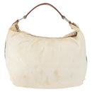 PRADA Shoulder Bag Nylon Beige Silver Auth 156388-2