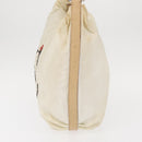 PRADA Shoulder Bag Nylon Beige Silver Auth 156388-3