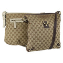 GUCCI GG Canvas Shoulder Bag 2 Set Beige Auth 156389-1