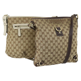 GUCCI GG Canvas Shoulder Bag 2 Set Beige Auth 156389