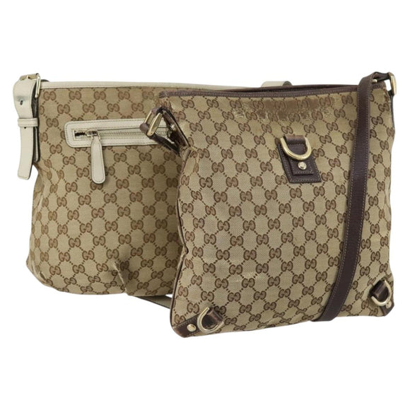 GUCCI GG Canvas Shoulder Bag 2 Set Beige Auth 156389