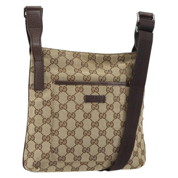 GUCCI GG Canvas Shoulder Bag Beige Silver 122793 Auth 156411