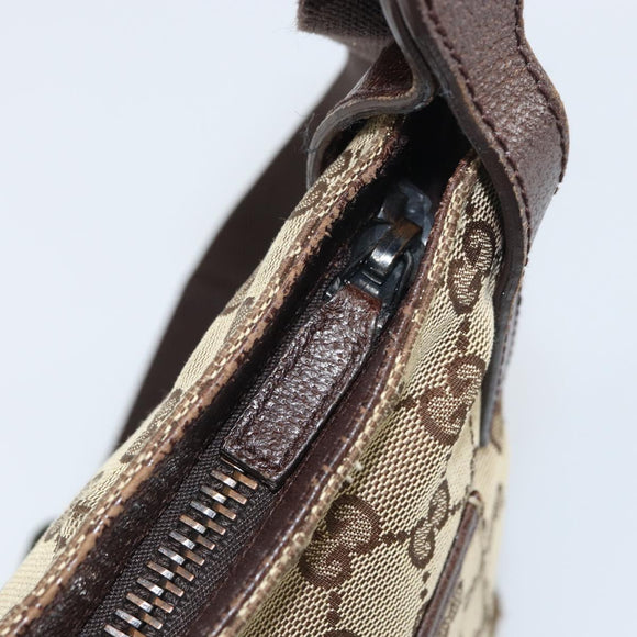 GUCCI GG Canvas Shoulder Bag Beige Silver 122793 Auth 156411