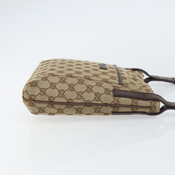 GUCCI GG Canvas Shoulder Bag Beige Silver 122793 Auth 156411