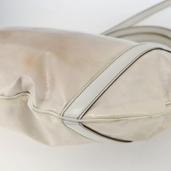 GUCCI Web Sherry Line Britt Bag Coated Canvas 2way White Gold 162886 Auth 156412