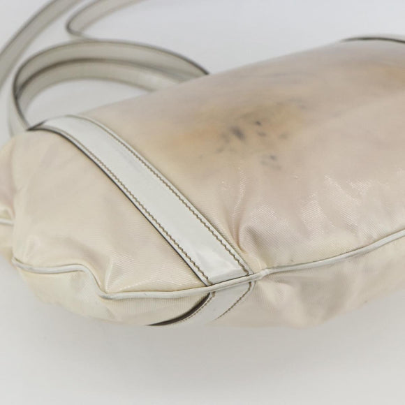 GUCCI Web Sherry Line Britt Bag Coated Canvas 2way White Gold 162886 Auth 156412