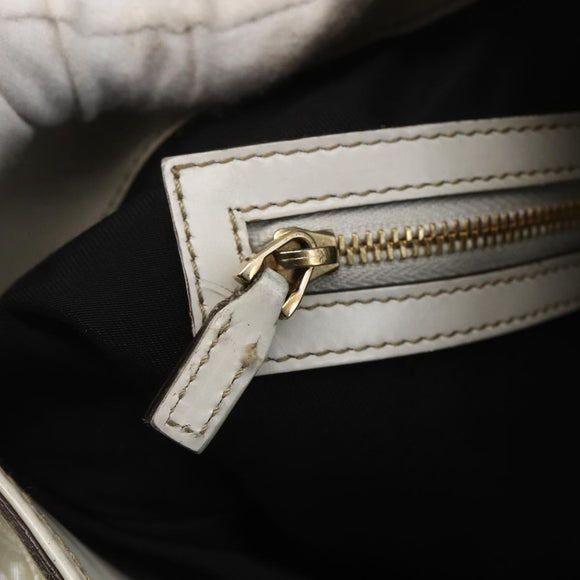 GUCCI Web Sherry Line Britt Bag Coated Canvas 2way White Gold 162886 Auth 156412
