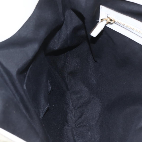 GUCCI Web Sherry Line Britt Bag Coated Canvas 2way White Gold 162886 Auth 156412