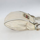 GUCCI Web Sherry Line Britt Bag Coated Canvas 2way White Gold 162886 Auth 156412-5