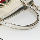 GUCCI Web Sherry Line Britt Bag Coated Canvas 2way White Gold 162886 Auth 156412-7