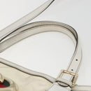GUCCI Web Sherry Line Britt Bag Coated Canvas 2way White Gold 162886 Auth 156412-8