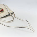GUCCI Web Sherry Line Britt Bag Coated Canvas 2way White Gold 162886 Auth 156412-9