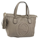 GUCCI Soho Hand Bag Leather Gray Gold 282307 Auth 156415-1