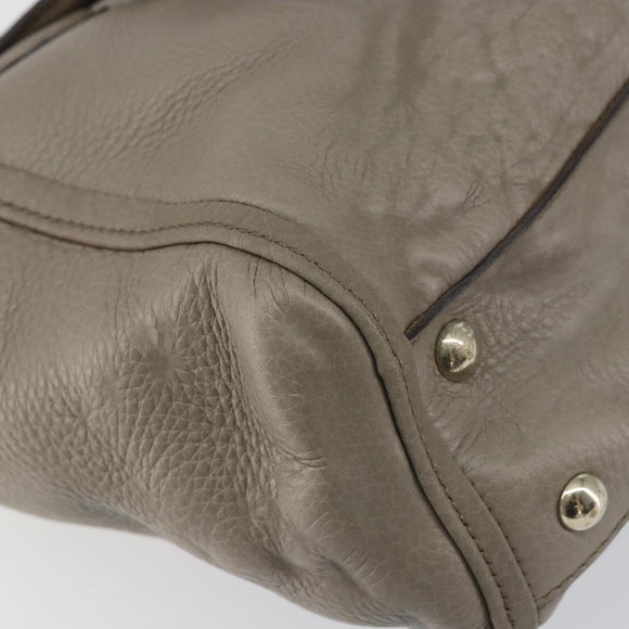 GUCCI Soho Hand Bag Leather Gray Gold 282307 Auth 156415