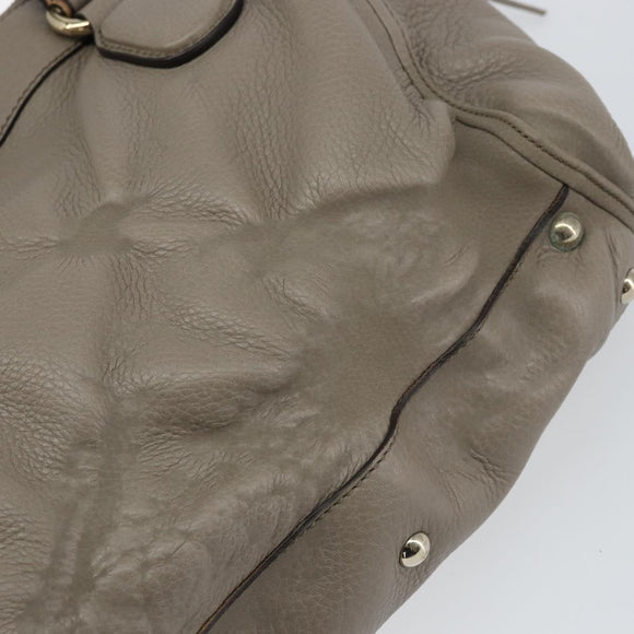 GUCCI Soho Hand Bag Leather Gray Gold 282307 Auth 156415
