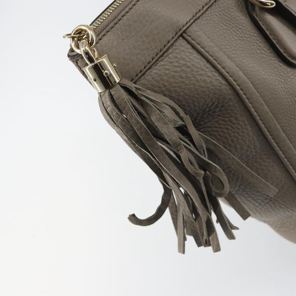 GUCCI Soho Hand Bag Leather Gray Gold 282307 Auth 156415