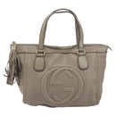 GUCCI Soho Hand Bag Leather Gray Gold 282307 Auth 156415-2