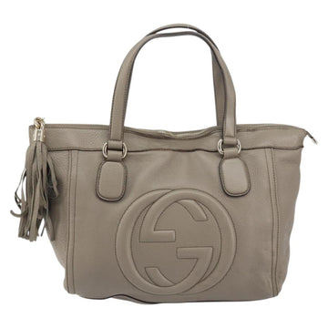GUCCI Soho Hand Bag Leather Gray Gold 282307 Auth 156415 - 0