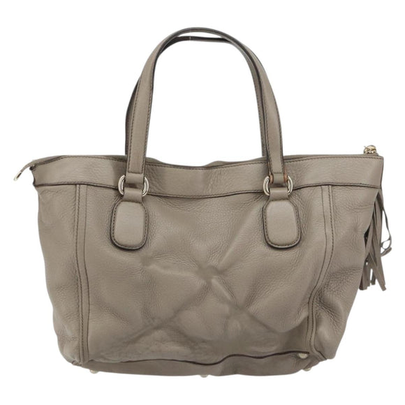 GUCCI Soho Hand Bag Leather Gray Gold 282307 Auth 156415