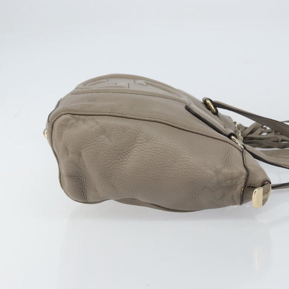 GUCCI Soho Hand Bag Leather Gray Gold 282307 Auth 156415