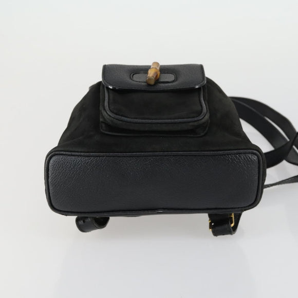 GUCCI Bamboo Backpack Leather Black Gold 003 2058 0030 Auth 156416