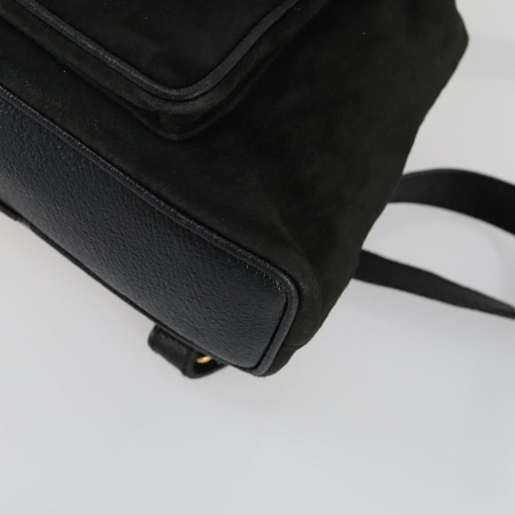 GUCCI Bamboo Backpack Leather Black Gold 003 2058 0030 Auth 156416