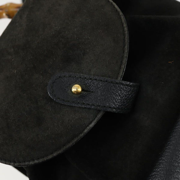 GUCCI Bamboo Backpack Leather Black Gold 003 2058 0030 Auth 156416