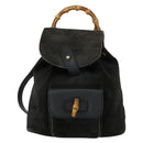 GUCCI Bamboo Backpack Leather Black Gold 003 2058 0030 Auth 156416-13
