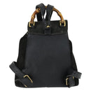 GUCCI Bamboo Backpack Leather Black Gold 003 2058 0030 Auth 156416-2