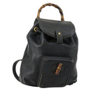 GUCCI Bamboo Backpack Leather Black Gold 003 2034 0030 Auth 156417-1