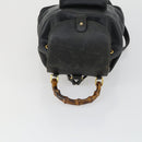 GUCCI Bamboo Backpack Leather Black Gold 003 2034 0030 Auth 156417-6
