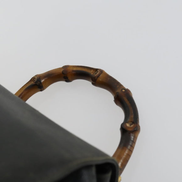 GUCCI Bamboo Backpack Leather Black Gold 003 2034 0030 Auth 156417