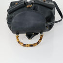GUCCI Bamboo Backpack Leather Black Gold 003 2058 0016 Auth 156418-6