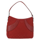 GUCCI GG Canvas Shoulder Bag Red Silver 113012 Auth 156421-1