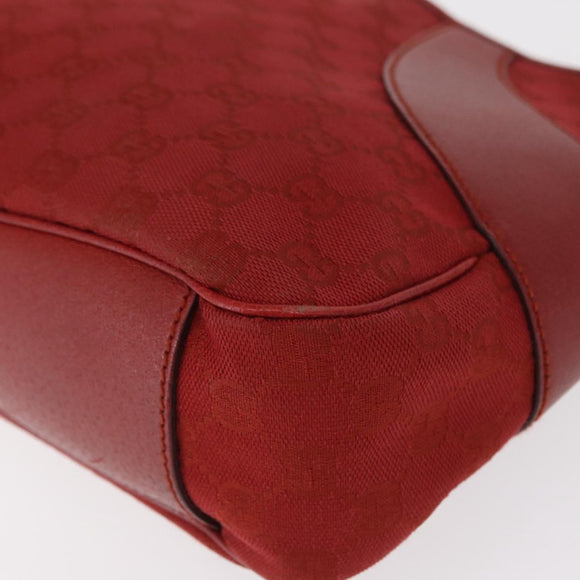 GUCCI GG Canvas Shoulder Bag Red Silver 113012 Auth 156421