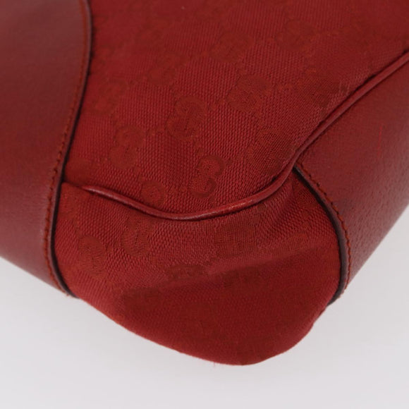 GUCCI GG Canvas Shoulder Bag Red Silver 113012 Auth 156421