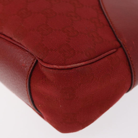 GUCCI GG Canvas Shoulder Bag Red Silver 113012 Auth 156421