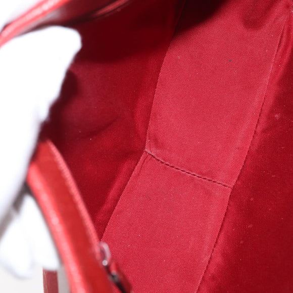 GUCCI GG Canvas Shoulder Bag Red Silver 113012 Auth 156421