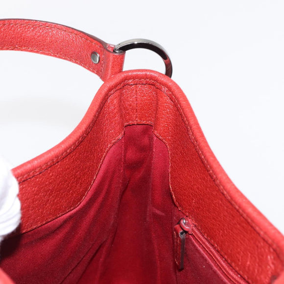 GUCCI GG Canvas Shoulder Bag Red Silver 113012 Auth 156421