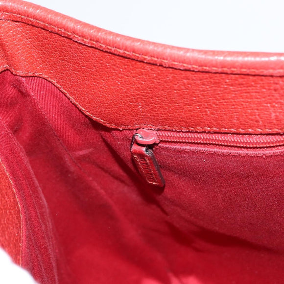 GUCCI GG Canvas Shoulder Bag Red Silver 113012 Auth 156421