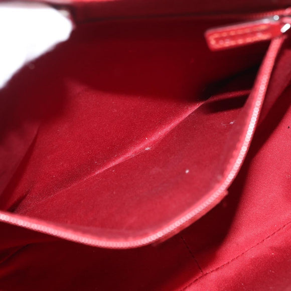 GUCCI GG Canvas Shoulder Bag Red Silver 113012 Auth 156421