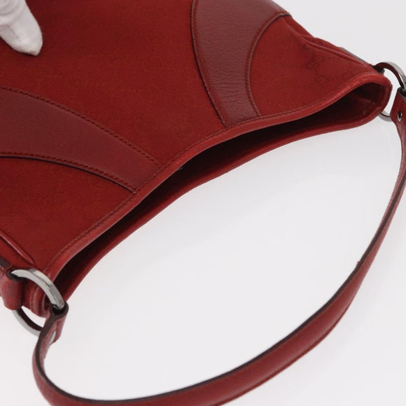 GUCCI GG Canvas Schultertasche Rot Silber 113012 Auth 156421