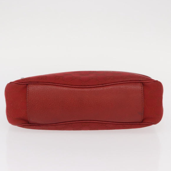 GUCCI GG Canvas Schultertasche Rot Silber 113012 Auth 156421