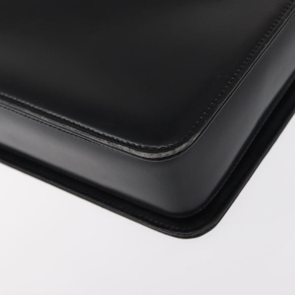 GUCCI Hand Bag Leather Black Gold Auth 156422