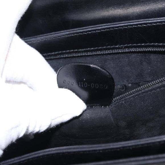 GUCCI Hand Bag Leather Black Gold Auth 156422