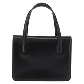 GUCCI Hand Bag Leather Black Gold Auth 156422 - 0