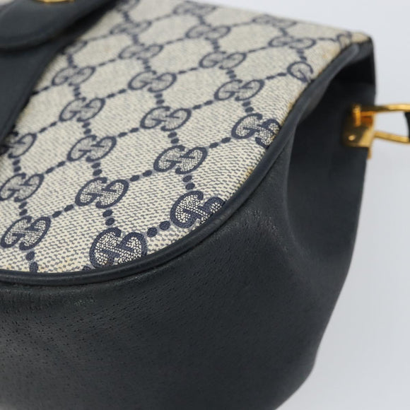 GUCCI GG Supreme Sherry Line Shoulder Bag PVC Navy Gold 10 02 024 Auth 156423