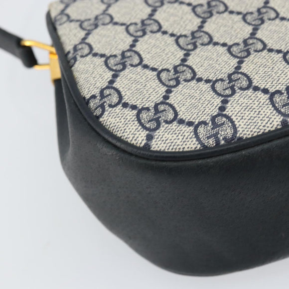 GUCCI GG Supreme Sherry Line Shoulder Bag PVC Navy Gold 10 02 024 Auth 156423